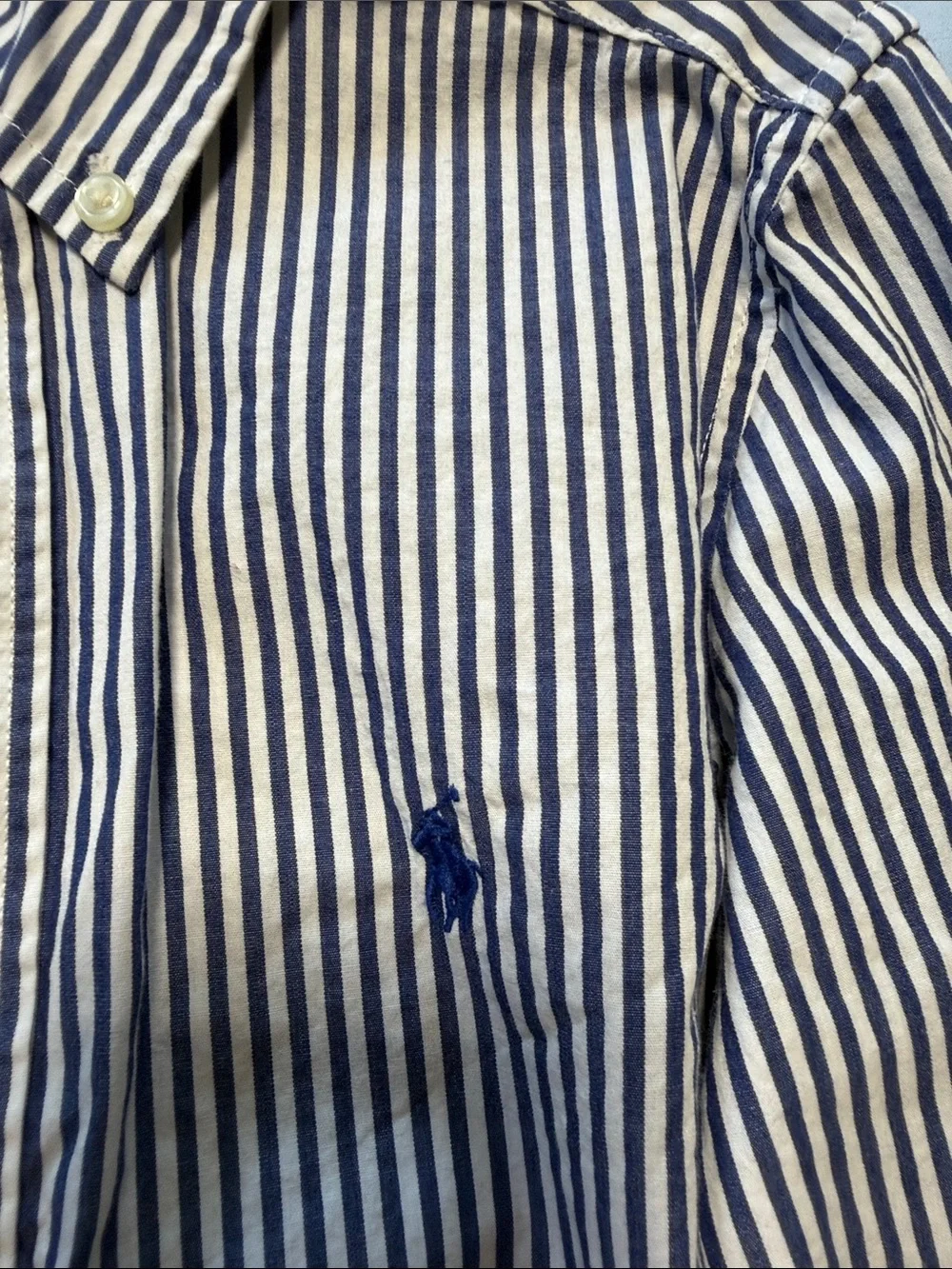 Ralph Lauren Navy & White Vertical Stripe Button-Down Shirt